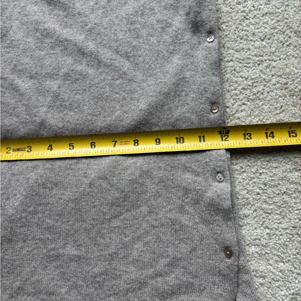 Avoca Ireland cashmere Wool Button Wrap Shawl • Beige w/ Navy Trim - Picture 8 of 10